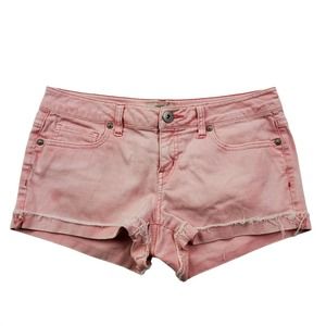 CC - Aeropostale Cuffed Booty Denim Short Junior 5/6 Light Pink Low Rise Stretch